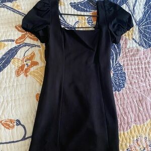 Zara Black Sheath Mini Dress with Puff Sleeves